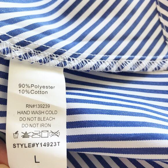 DO + BE Large Top Bell Sleeve Nautical Beachy Blue Stripe V Neck NEW! - Picture 7 of 9